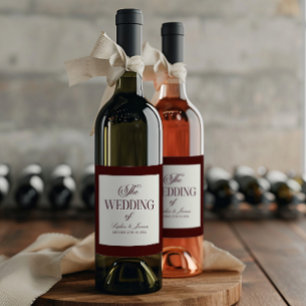 Étiquette Pour Bouteilles De Vin Élégant Vintage Ivoire Mariage Bourgogne Foncé