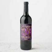 Étiquette Pour Bouteilles De Vin Elégant violet et pierre à gemmes d'or 21e anniver (Devant)