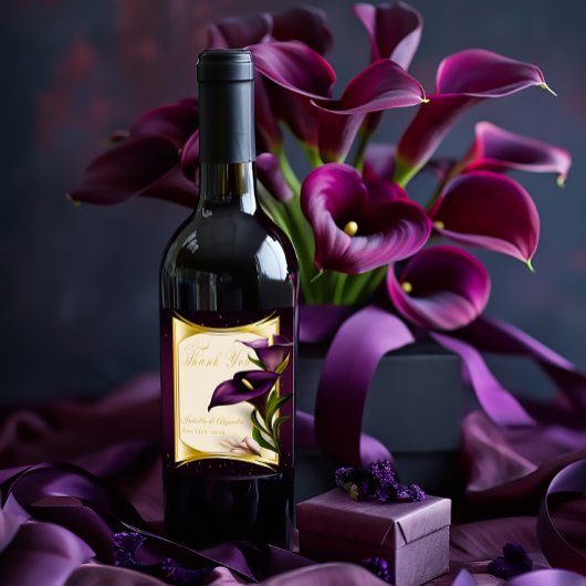 Étiquette Pour Bouteilles De Vin Élégant Violet violet Calla Lily Mariage