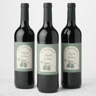 Étiquette Pour Bouteilles De Vin Élégante Affiche de bienvenue Mariage de poire ver