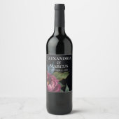 Étiquette Pour Bouteilles De Vin Elégante aquarelle florale rose foncé (Devant)