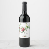 Étiquette Pour Bouteilles De Vin Elégante aquarelle Noël Holly Berries Nom (Devant)