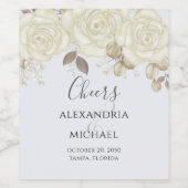 Étiquette Pour Bouteilles De Vin Elégante aquarelle Rose blanche Végétation (Étiquettes simples)