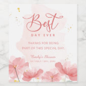 Étiquette Pour Bouteilles De Vin Elégante aquarelle rose Fleurs (Étiquettes simples)