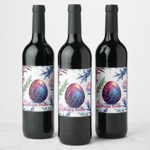 Étiquette Pour Bouteilles De Vin Élégante Art Botanique d'Oeuf de Pâques