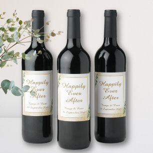 Étiquette Pour Bouteilles De Vin Élégante bouteille de Mariage photo Green & Gold