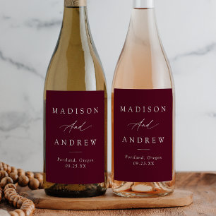 Étiquette Pour Bouteilles De Vin Élégante calligraphie Mariage Bourgogne