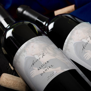 Étiquette Pour Bouteilles De Vin Élégante calligraphie photo superposition applaudi