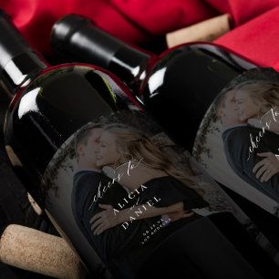Étiquette Pour Bouteilles De Vin Élégante calligraphie photo superposition applaudi
