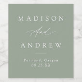 Étiquette Pour Bouteilles De Vin Élégante calligraphie Sage Green Mariage (Étiquettes simples)