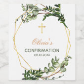 Étiquette Pour Bouteilles De Vin Élégante confirmation botanique d'or (Étiquettes simples)