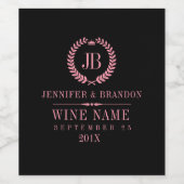 Étiquette Pour Bouteilles De Vin Élégante couronne de laurier rose (Étiquettes simples)