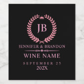 Étiquette Pour Bouteilles De Vin Élégante couronne de laurier rose (Étiquettes simples)