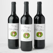 Étiquette Pour Bouteilles De Vin Élégante couronne de Noël Joyeux (Bouteilles)