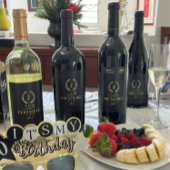 Étiquette Pour Bouteilles De Vin Elégante couronne or et argent Laurel