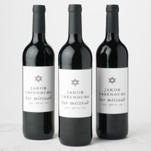 Étiquette Pour Bouteilles De Vin Élégante étoile simple moderne de David Bar Mitzva