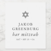 Étiquette Pour Bouteilles De Vin Élégante étoile simple moderne de David Bar Mitzva (Étiquettes simples)