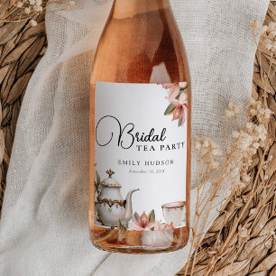 Étiquette Pour Bouteilles De Vin Élégante Fête de Thé pour la Mariée