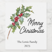 Étiquette Pour Bouteilles De Vin Elégante Fête des Berries d'hiver (Étiquettes simples)