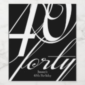 Étiquette Pour Bouteilles De Vin Élégante fête du 40e anniversaire (Étiquettes simples)