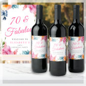Étiquette Pour Bouteilles De Vin Elégante fête florale 70e anniversaire