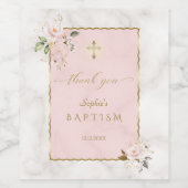 Étiquette Pour Bouteilles De Vin Élégante Fleurs Roses Baptême Or (Étiquettes simples)