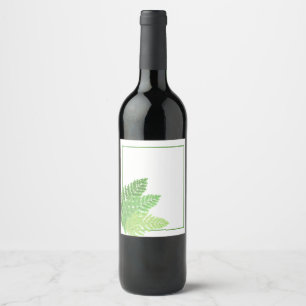 Étiquette Pour Bouteilles De Vin Élégante fougères vertes feuilles de bois