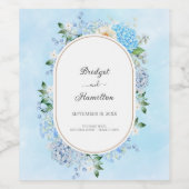 Étiquette Pour Bouteilles De Vin Elégante Hydrangée Bleue (Étiquettes simples)