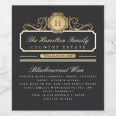 Étiquette Pour Bouteilles De Vin Elégante Maison Familiale Or Ingrédients Vin (Étiquettes simples)