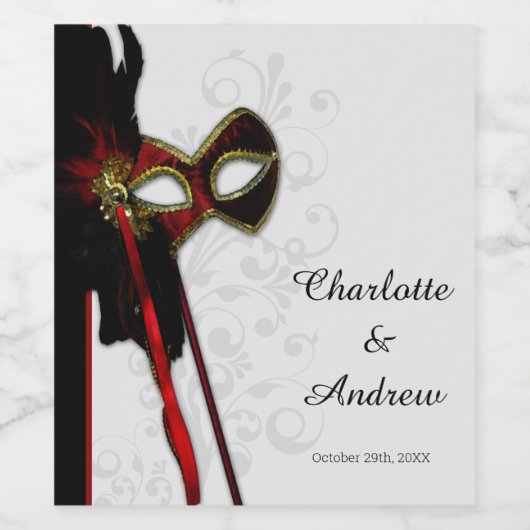 Étiquette Pour Bouteilles De Vin Elégante masquade (Étiquettes simples)