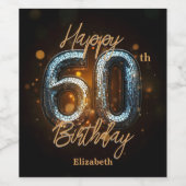 Étiquette Pour Bouteilles De Vin Elégante mosaïque d'or de luxe sur le noir 60e ann (Étiquettes simples)