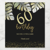 Étiquette Pour Bouteilles De Vin Elégante Parties scintillant Gold Palm Calligraphi (Étiquettes simples)