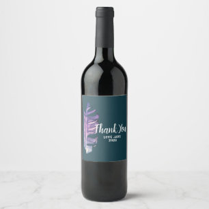 Étiquette Pour Bouteilles De Vin Elégante plume moderne merci cadeau