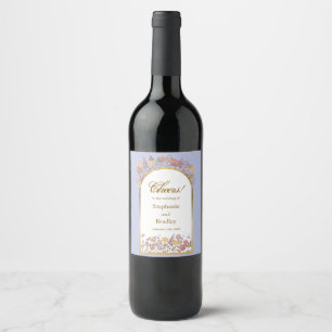 Étiquette Pour Bouteilles De Vin Élégante Réception de Mariage Florale Lavande à Fé