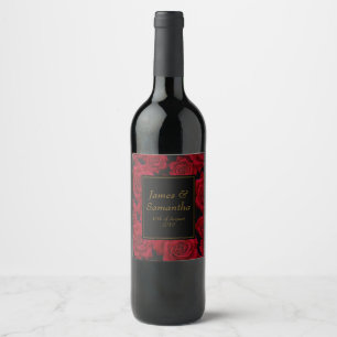 Étiquette Pour Bouteilles De Vin Élégante Rose rouge - Mariage