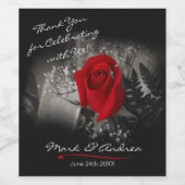 Étiquette Pour Bouteilles De Vin Élégante Rose rouge noir et blanc Vignette (Étiquettes simples)