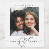 Étiquette Pour Bouteilles De Vin Élégante Serez-vous ma servante d'honneur Photo (Étiquettes simples)