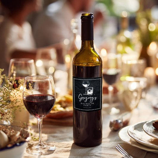 Étiquette Pour Bouteilles De Vin Élégante soirée de Bachelor stylée 