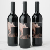 Étiquette Pour Bouteilles De Vin Élégante texture de marbre noir or rose    (Bouteilles)