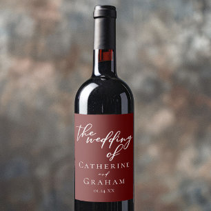 Étiquette Pour Bouteilles De Vin Élégante typographie bourguignonne Mariage du soir