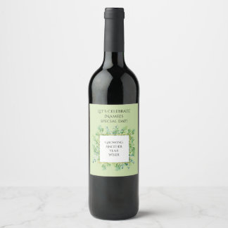 Étiquette Pour Bouteilles De Vin Élégante verdure Anniversaire Personnalisé Favori