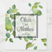 Étiquette Pour Bouteilles De Vin Élégante verdure aquarelle verte botanique (Étiquettes simples)