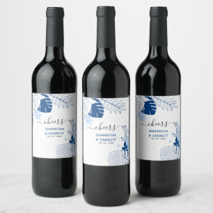 Étiquette Pour Bouteilles De Vin Élégants Feuilles tropicaux