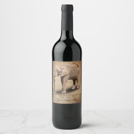 ÉTIQUETTE POUR BOUTEILLES DE VIN ÉLÉPHANT (Devant)