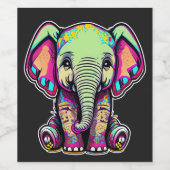 Étiquette Pour Bouteilles De Vin Eléphant mignon assis illustration numérique (Étiquettes simples)