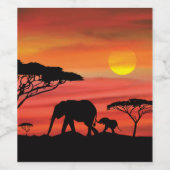 Étiquette Pour Bouteilles De Vin Elephants dans le Serengeti (Étiquettes simples)