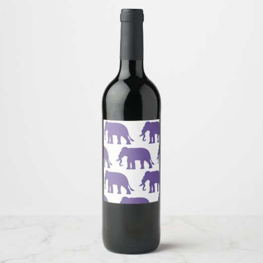 Étiquette Pour Bouteilles De Vin éléphants violets (Devant)