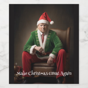 Étiquette Pour Bouteilles De Vin Elf de Noël Donald Trump