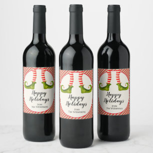 Étiquette Pour Bouteilles De Vin Elf Happy Holidays