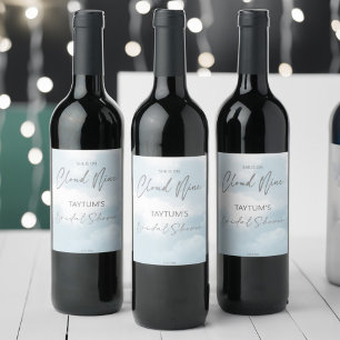 Étiquette Pour Bouteilles De Vin Elle est sur un nuage neuf douche de mariée